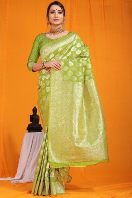 OFLINE SELECTION Self Design Kanjivaram Pure Silk Saree(Light Green)