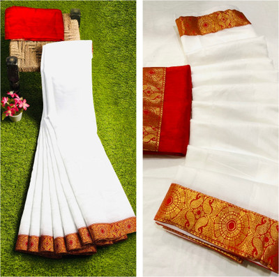UNIQUE VAULT Self Design Chanderi Pure Cotton Saree(Red)
