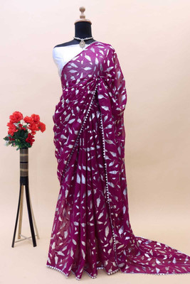 Vikash fab Self Design Bollywood Georgette Saree(Purple)