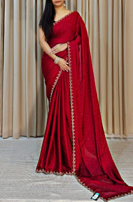 MISHTI ENTERPRISE Embellished Bollywood Chiffon Saree(Red)