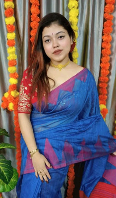 Pal Handloom Self Design Handloom Cotton Silk Saree(Light Blue)