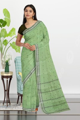 PRANATI ENTERPRISE Woven Tant Pure Cotton Saree(Green)