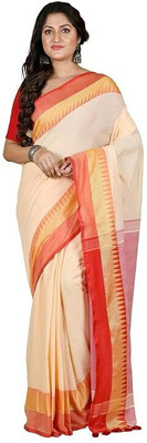 Bimal saree Solid/Plain Handloom Cotton Silk Saree(Gold)
