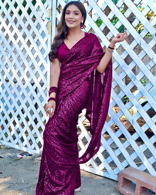 Anjani Textile Embroidered Bollywood Georgette Saree(Purple)