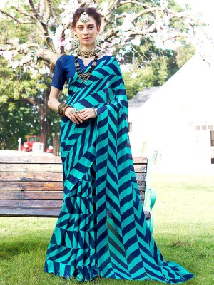 Sitanjali Lifestyle Printed Bollywood Georgette Saree(Dark Blue)