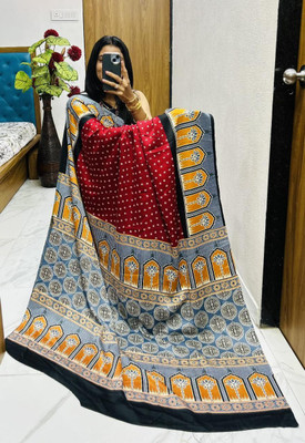 Vihan Fab Surat Printed Kalamkari Jacquard Saree(Maroon)