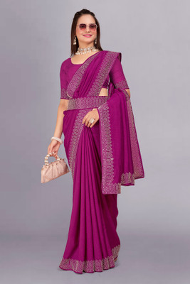 HouseOfCommon Embellished Bollywood Georgette Saree(Purple)