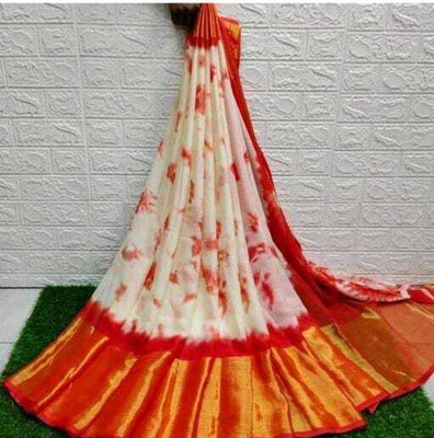 RAJ DARBAR Digital Print Bandhani Crepe Saree(Red)