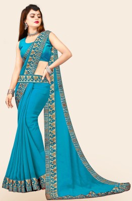 RichEraa Self Design Bollywood Lycra Blend, Chiffon Saree(Light Blue)