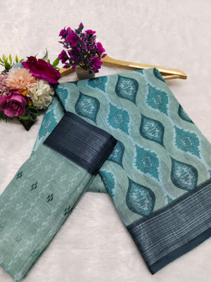 HangerStories Woven Kanjivaram Linen, Cotton Linen Saree(Blue)