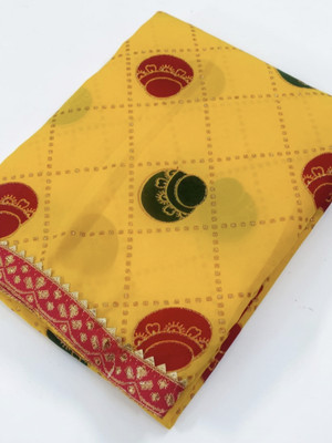 EVERYDAY CREATIONS Printed Bandhani Georgette Saree(Yellow)