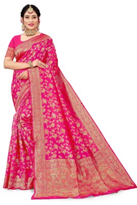 GORAL Embellished, Self Design, Woven Kanjivaram Art Silk, Jacquard Saree(Pink)