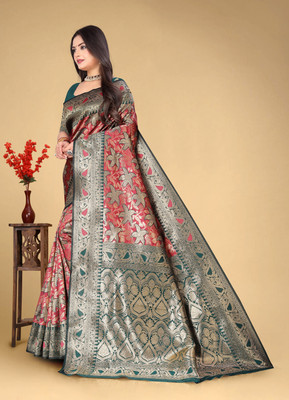 SIDDHESHWAR Self Design Assam Silk Lycra Blend Saree(Green)