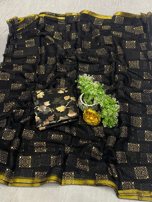 JiproStore Printed Daily Wear Chiffon Saree(Black)