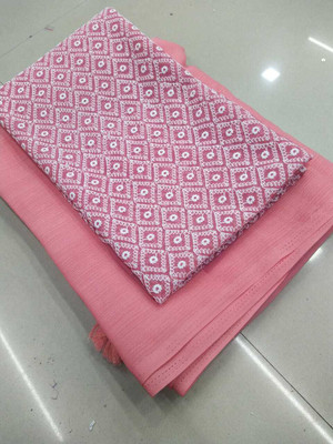 ELLICS ENTERPRISE Solid/Plain Daily Wear Viscose Rayon Saree(Pink)