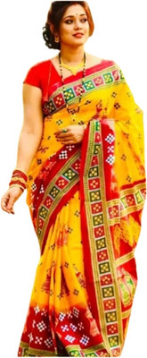 Sumit Textiles Printed Sambalpuri Cotton Blend Saree(Multicolor)