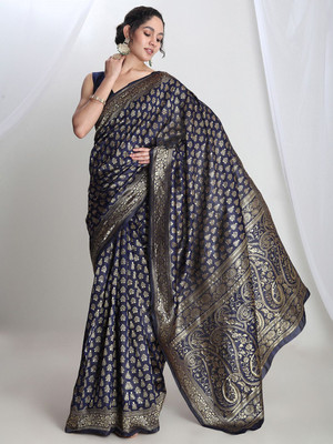 Janasya Woven Banarasi Silk Blend Saree(Blue)