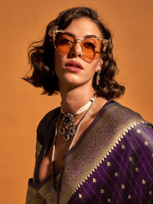 Sareemall Woven Banarasi Satin Saree(Purple)