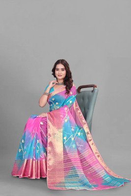 Aarunika MT Printed Bollywood Organza Saree(Yellow)