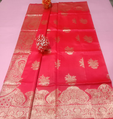 Maa durga saree center Woven Banarasi Pure Silk Saree(Pink)