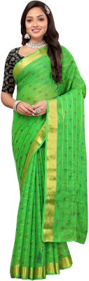 Aardiva Woven Bollywood Chiffon Saree(Green)