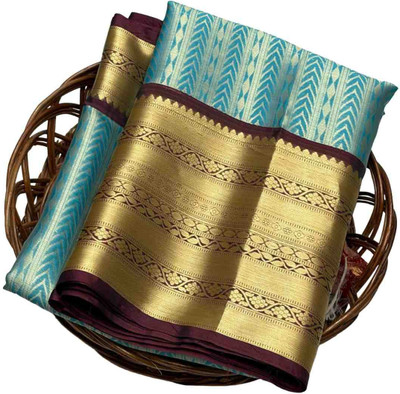 ZUBAIR SILK TEX Woven Banarasi Art Silk Saree(Blue)