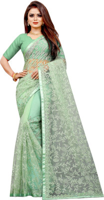 YASHVI Embroidered Bollywood Net Saree(Light Green)