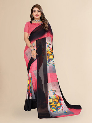 Anand Sarees Floral Print Daily Wear Georgette Saree(Multicolor)