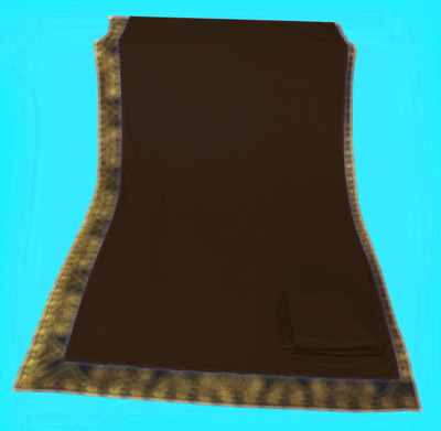 Anugrah Textile Solid/Plain Banarasi Lycra Blend, Chiffon Saree(Brown)