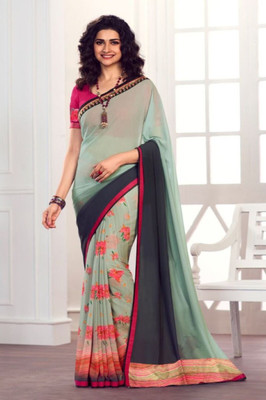 Hensi sarees shop Printed Konrad Art Silk Saree(Grey)