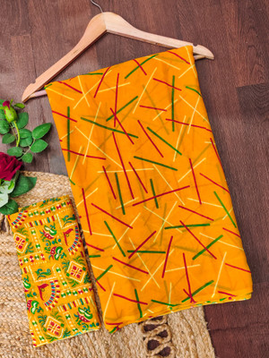 kashvi sarees Printed Daily Wear Georgette Saree(Pack of 2, Yellow)
