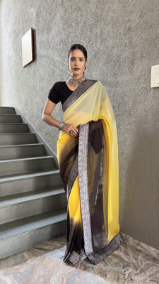 Julee Self Design Bollywood Georgette Saree(Yellow)