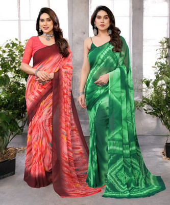 Divastri Printed Bollywood Georgette Saree(Pack of 2, Multicolor)