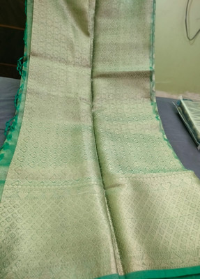 AD COLLECTIONS Self Design Handloom Tissue Saree(Light Green)