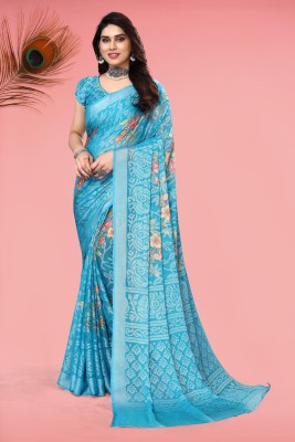 Divastri Woven Bollywood Chiffon, Brasso Saree(Light Blue)