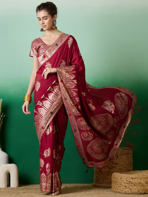 RK Creation Printed Bollywood Cotton Silk Saree(Red)