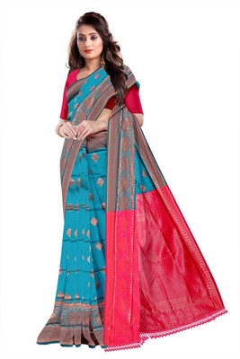 nirmal creation Woven Banarasi Silk Blend Saree(Multicolor)