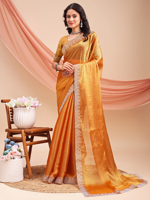 Leelavati Embellished Bollywood Jimmy choo Saree(Orange)