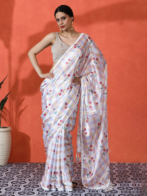 Sangria Printed Daily Wear Satin Saree(Multicolor)