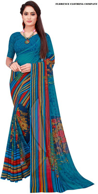 Suali Printed Bollywood Georgette Saree(Blue)