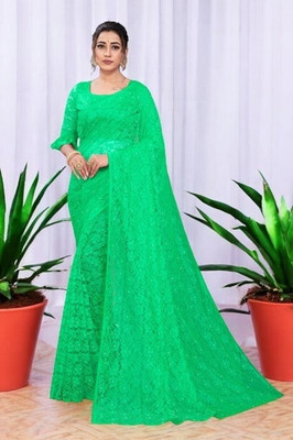 NORAFLEXx Self Design Bollywood Brasso Saree(Green)