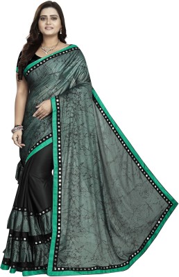 3Buddy Fashion Printed, Embellished Bollywood Lycra Blend Saree(Green)