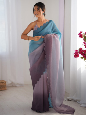 Tasrika Embroidered Bollywood Chiffon Saree(Blue)