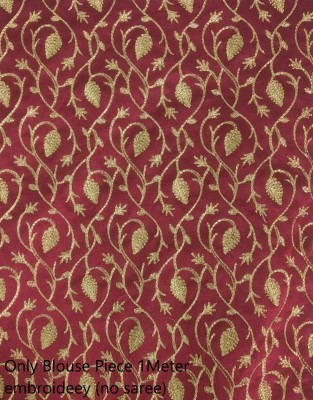 Shantuba textiles Embroidered Banarasi Silk Blend Saree(Maroon)