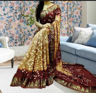 shreeji creation Self Design Bandhani Art Silk Saree(Red)