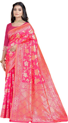 Divastri Woven Banarasi Silk Blend Saree(Pink)