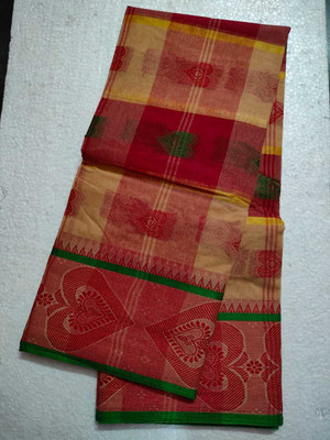 Ghosh handloom Self Design Tant Pure Cotton Saree(Red)