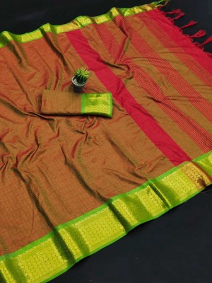 SuperLaxmi Woven Kanjivaram Silk Blend Saree(Orange)