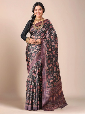 ANOUK Printed Bollywood Polyester Saree(Black)