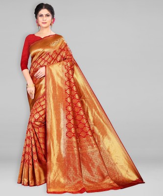 Divastri Woven Banarasi Silk Blend Saree(Red)